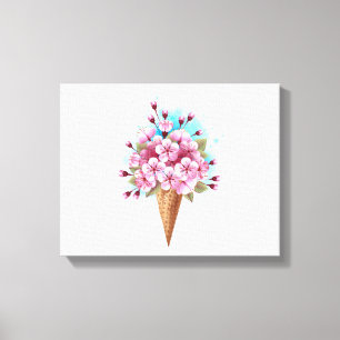 Rosa Sakura Ice Cream Waffle Cone Canvastryck