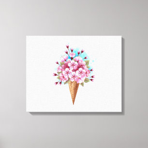 Rosa Sakura Ice Cream Waffle Cone Canvastryck