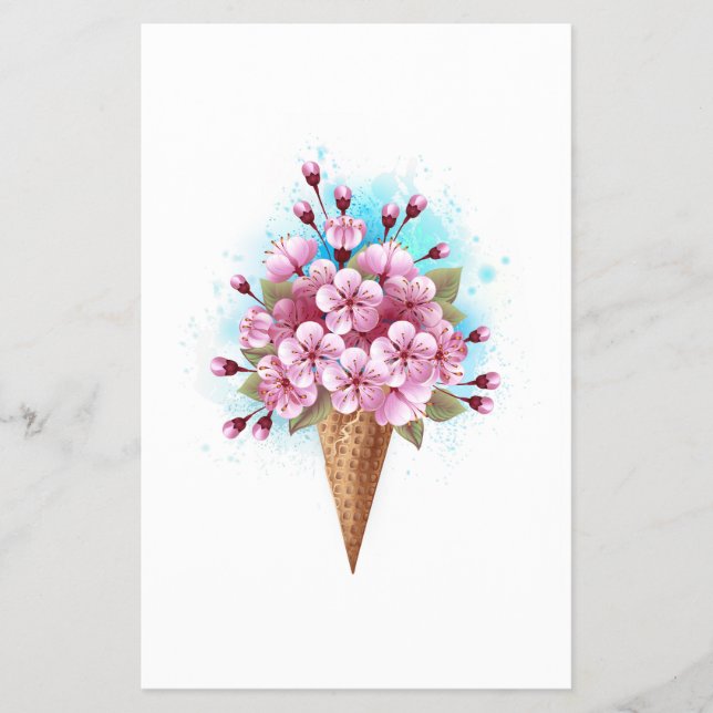 Rosa Sakura Ice Cream Waffle Cone Flygblad (Framsidan)