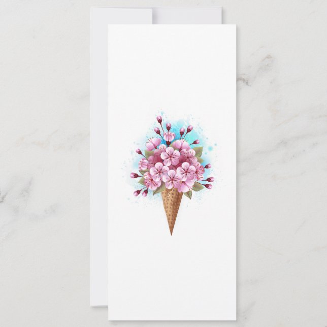 Rosa Sakura Ice Cream Waffle Cone Inbjudningar (Framsida)