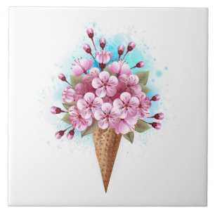 Rosa Sakura Ice Cream Waffle Cone Kakelplatta