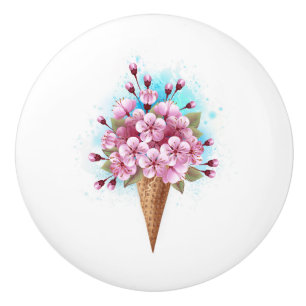 Rosa Sakura Ice Cream Waffle Cone Knopp