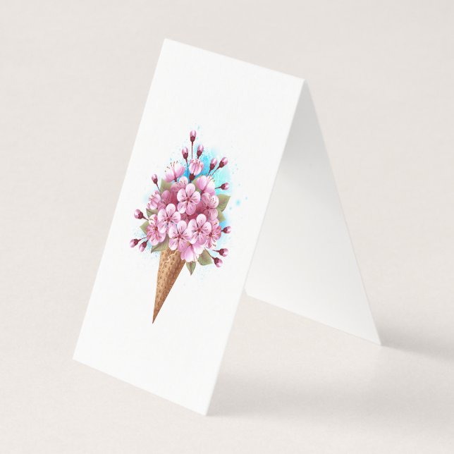 Rosa Sakura Ice Cream Waffle Cone Kort (Baksida)