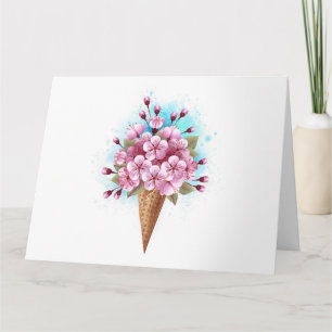 Rosa Sakura Ice Cream Waffle Cone Kort