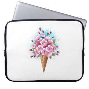 Rosa Sakura Ice Cream Waffle Cone Laptop Fodral