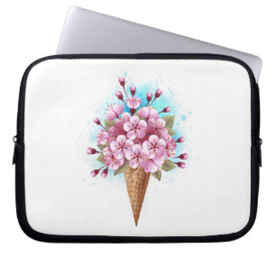 Rosa Sakura Ice Cream Waffle Cone Laptop Fodral