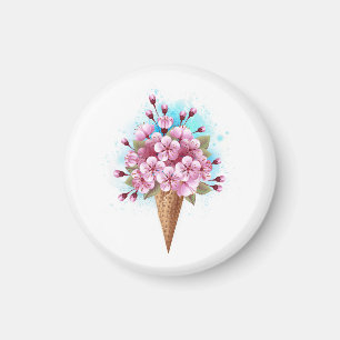 Rosa Sakura Ice Cream Waffle Cone Magnet