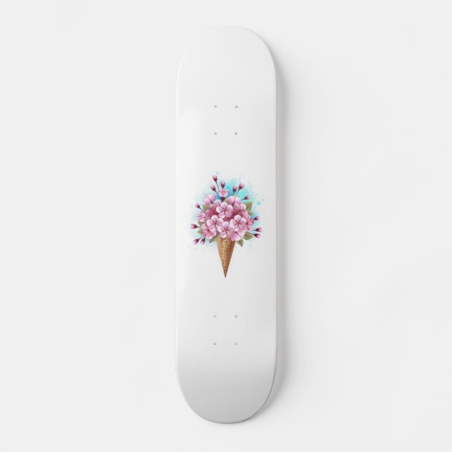 Rosa Sakura Ice Cream Waffle Cone Mini Skateboard Bräda 18,5 Cm (Framsida)