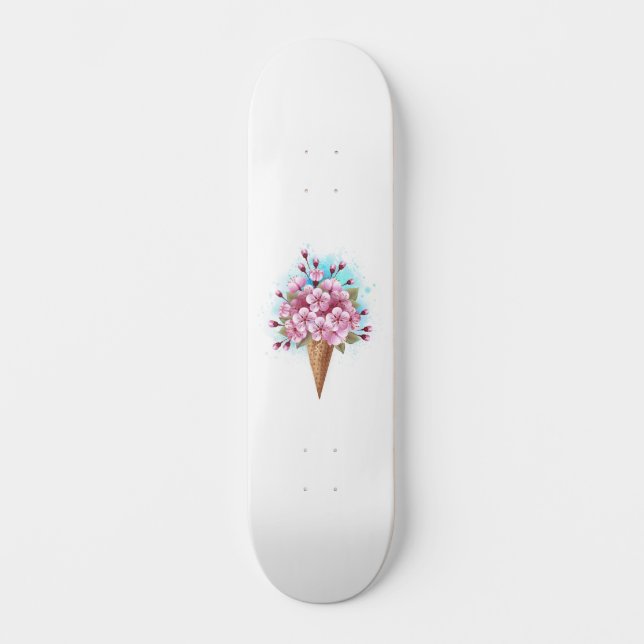 Rosa Sakura Ice Cream Waffle Cone Mini Skateboard Bräda 18,5 Cm (Framsida)