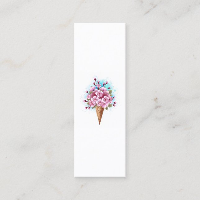 Rosa Sakura Ice Cream Waffle Cone Mini Visitkort (Framsida)