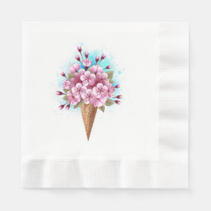 Rosa Sakura Ice Cream Waffle Cone Pappersservett
