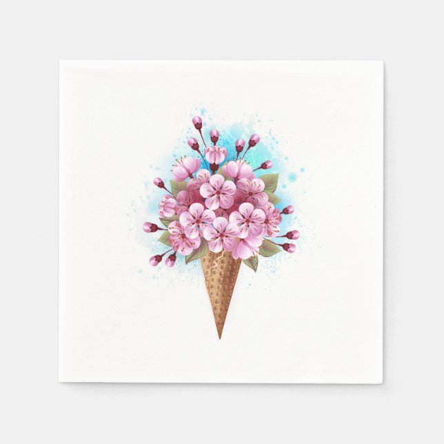 Rosa Sakura Ice Cream Waffle Cone Pappersservett (Framsidan)
