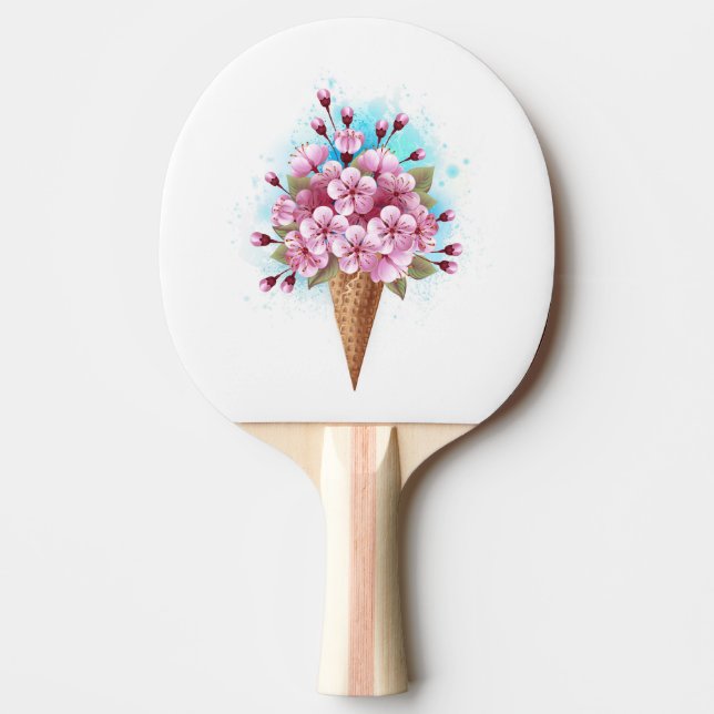 Rosa Sakura Ice Cream Waffle Cone Pingisracket (Framsidan)