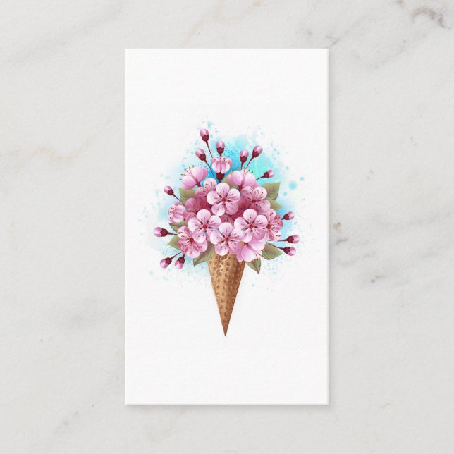 Rosa Sakura Ice Cream Waffle Cone Placeringskort (Framsida)