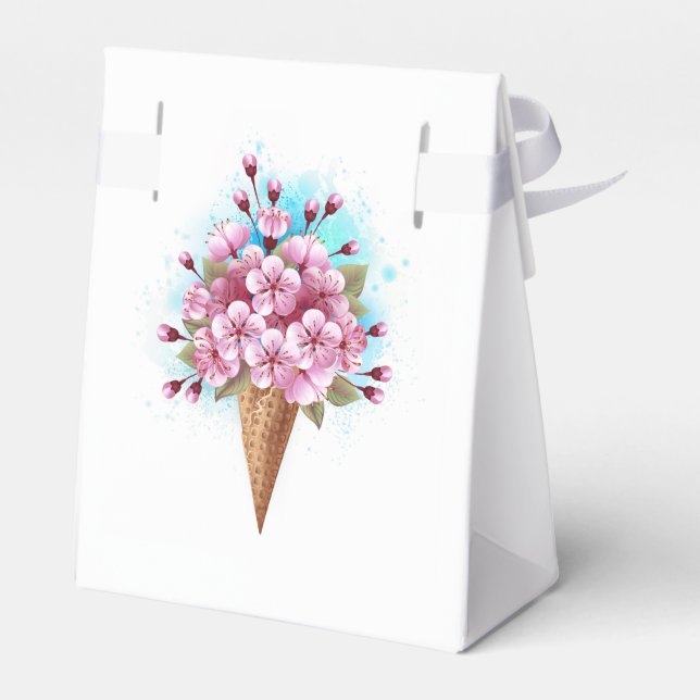 Rosa Sakura Ice Cream Waffle Cone Presentaskar (Baksidan Sidan)