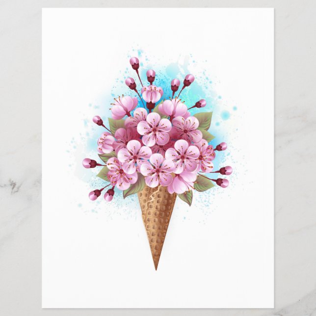Rosa Sakura Ice Cream Waffle Cone Reklamblad (Framsidan)