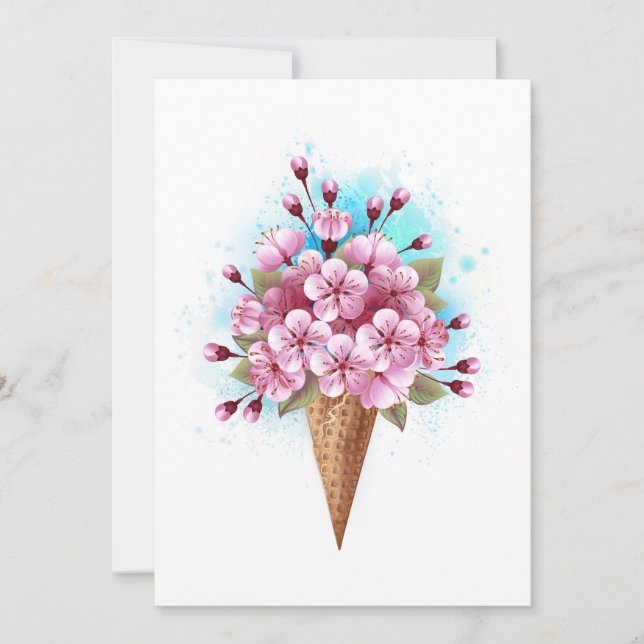 Rosa Sakura Ice Cream Waffle Cone Spara Datumet (Framsida)