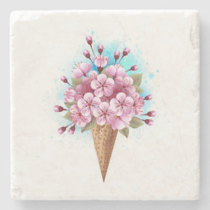 Rosa Sakura Ice Cream Waffle Cone Stenunderlägg