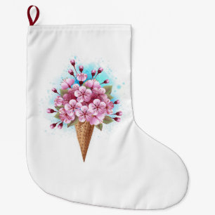 Rosa Sakura Ice Cream Waffle Cone Stor Julstrumpa