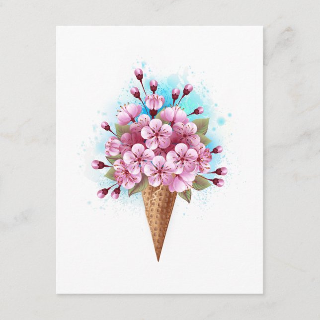 Rosa Sakura Ice Cream Waffle Cone Tilläggskort (Framsida)