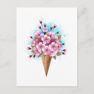 Rosa Sakura Ice Cream Waffle Cone Tilläggskort