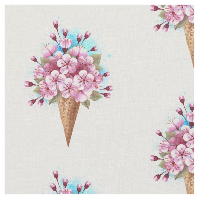 Rosa Sakura Ice Cream Waffle Cone Tyg (Närbild)