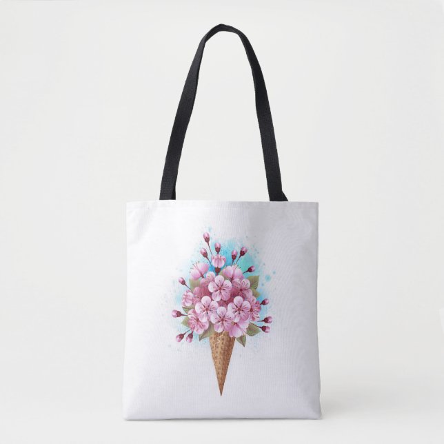 Rosa Sakura Ice Cream Waffle Cone Tygkasse (Framsida)