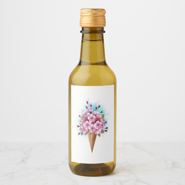 Rosa Sakura Ice Cream Waffle Cone Vinetikett (Framsida)