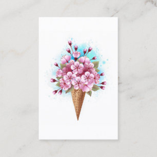 Rosa Sakura Ice Cream Waffle Cone Visitkort