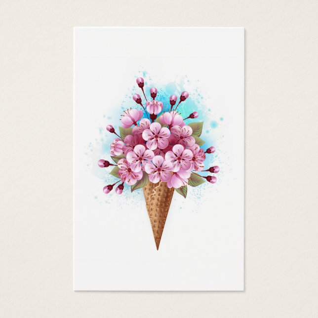 Rosa Sakura Ice Cream Waffle Cone Visitkort (Framsida)