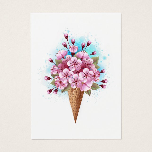 Rosa Sakura Ice Cream Waffle Cone Visitkort (Framsidan)