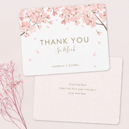 Rosa Sakura Japanska Cherry Blommar Bröllop Tack Kort