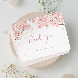 Rosa Sakura Japanska Cherry Blommar Bröllop Tack Kort