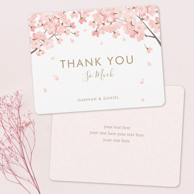 Rosa Sakura Japanska Cherry Blommar Bröllop Tack Kort (Skapare uppladdad)