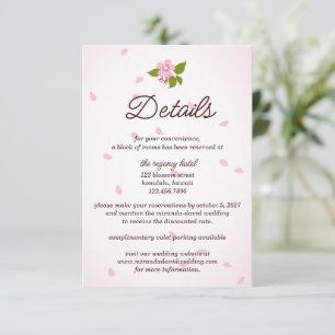 Rosa Sakura Japanska Cherry Blommar Bröllop Tilläggskort