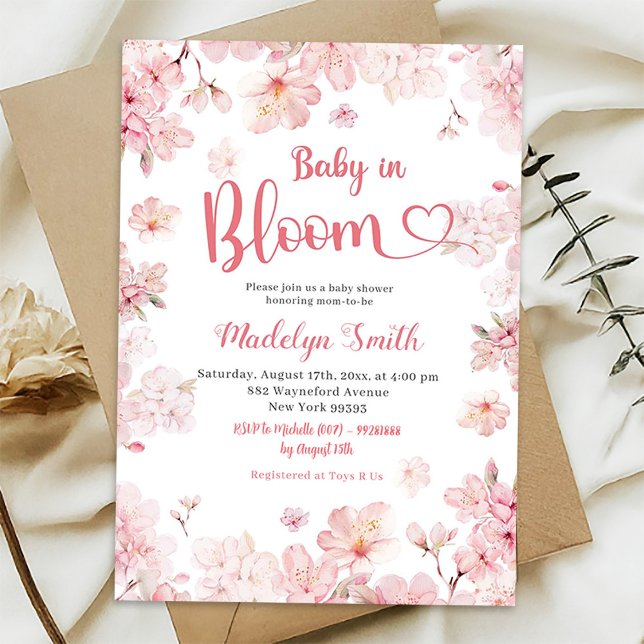 Rosa Sakura Körsbärsblom Baby i Blomning Inbjudningar (Skapare uppladdad)