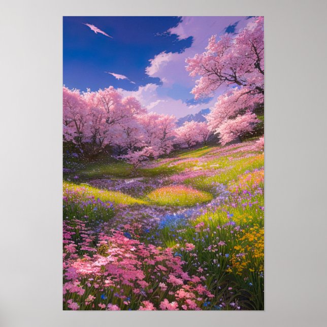 Rosa Sakura Meadows Poster (Framsidan)