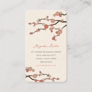 Rosa Sakura Oriental Zen China Cherry Blommars Visitkort