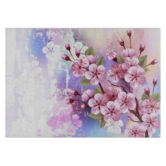 Rosa Sakura på målad bakgrund (Framsidan)