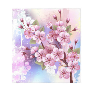 Rosa Sakura på målningsbakgrund Anteckningsblock