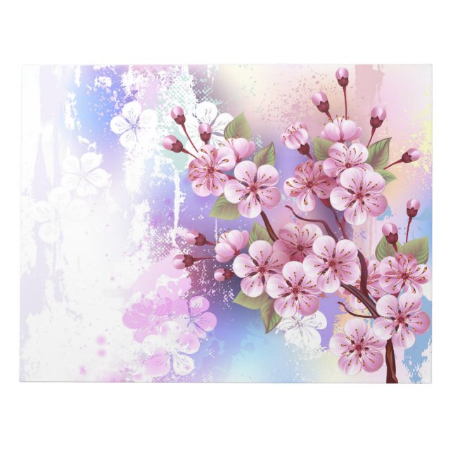 Rosa Sakura på målningsbakgrund Anteckningsblock (Framsida)