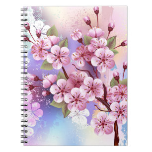 Rosa Sakura på målningsbakgrund Anteckningsbok
