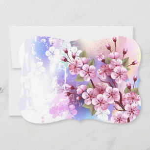 Rosa Sakura på målningsbakgrund Anteckningskort
