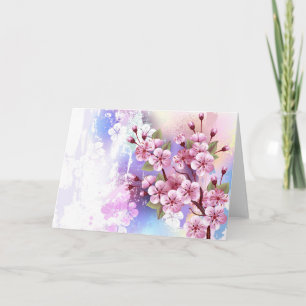 Rosa Sakura på målningsbakgrund Anteckningskort