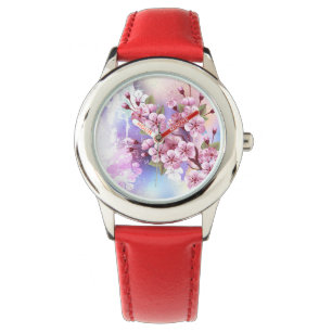 Rosa Sakura på målningsbakgrund Armbandsur