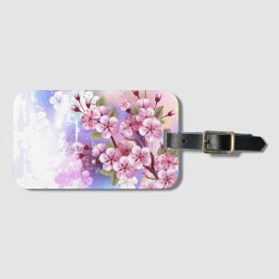 Rosa Sakura på målningsbakgrund Bagagebricka