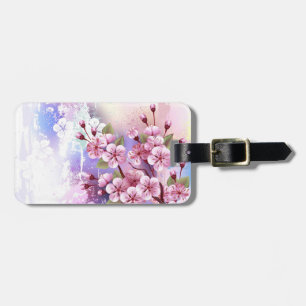 Rosa Sakura på målningsbakgrund Bagagebricka
