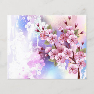 Rosa Sakura på målningsbakgrund Flygblad