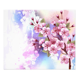 Rosa Sakura på målningsbakgrund Fototryck
