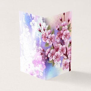 Rosa Sakura på målningsbakgrund Kort